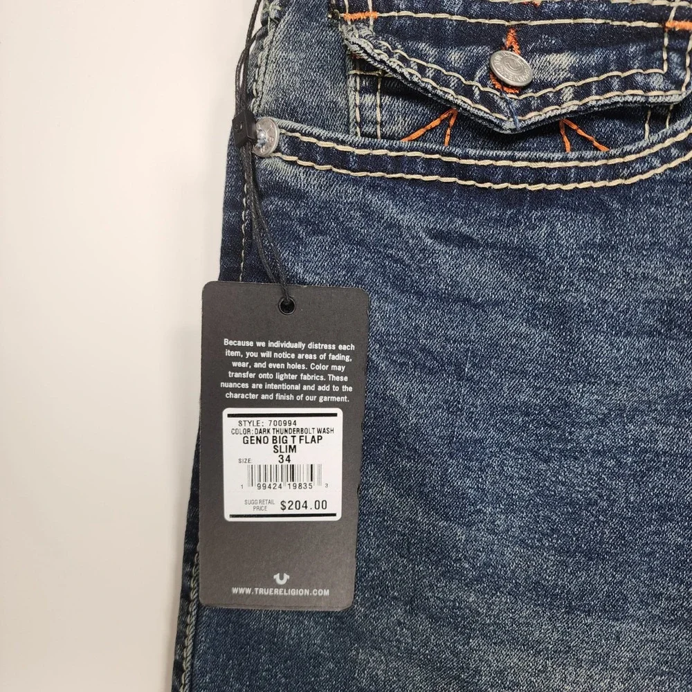 True Religion Geno‎ Men's Jeans Size 34X32 Y2K Streetwear Big Flap NWT
